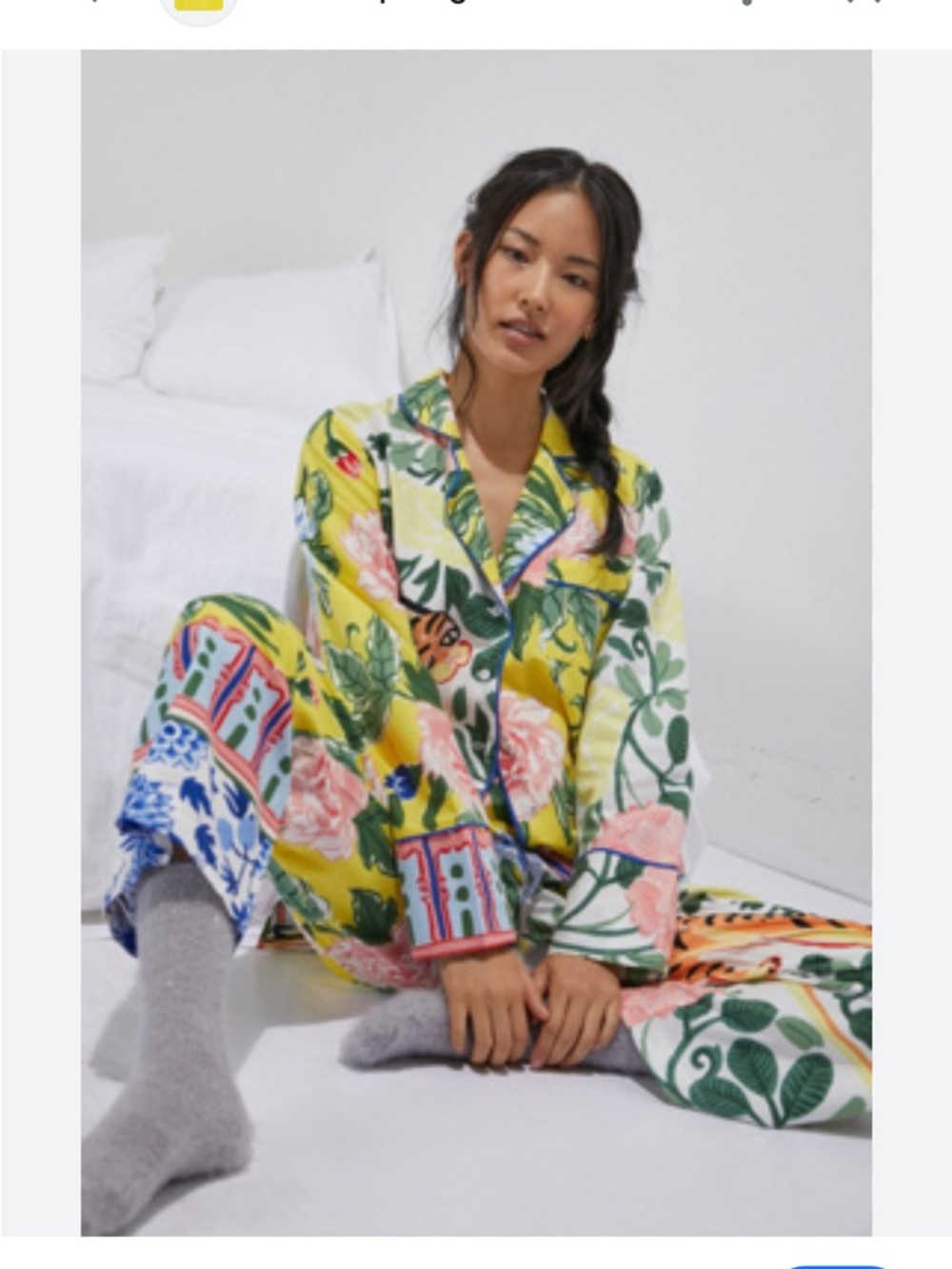 ANTHROPOLOGIE Lil Sire Tigresa Flannel Sleep  Pajamas Lounge Yellow